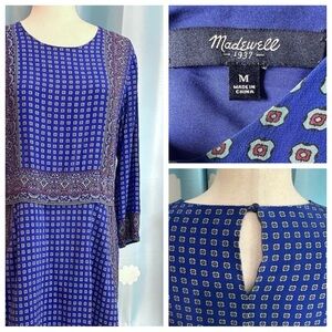 Madewell blue long sleeve boho dress- M